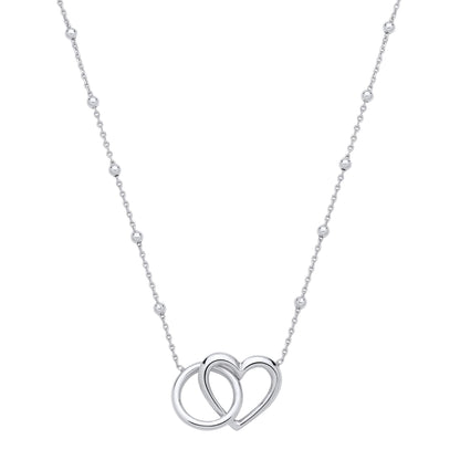 Sterling Silver Interlocking Heart & Circle Pendant Necklace - 18 - GVK520