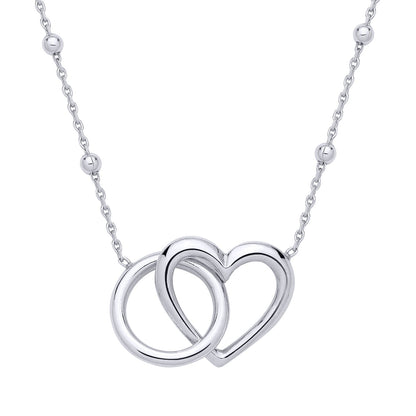 Sterling Silver Interlocking Heart & Circle Pendant Necklace - 18 - GVK520
