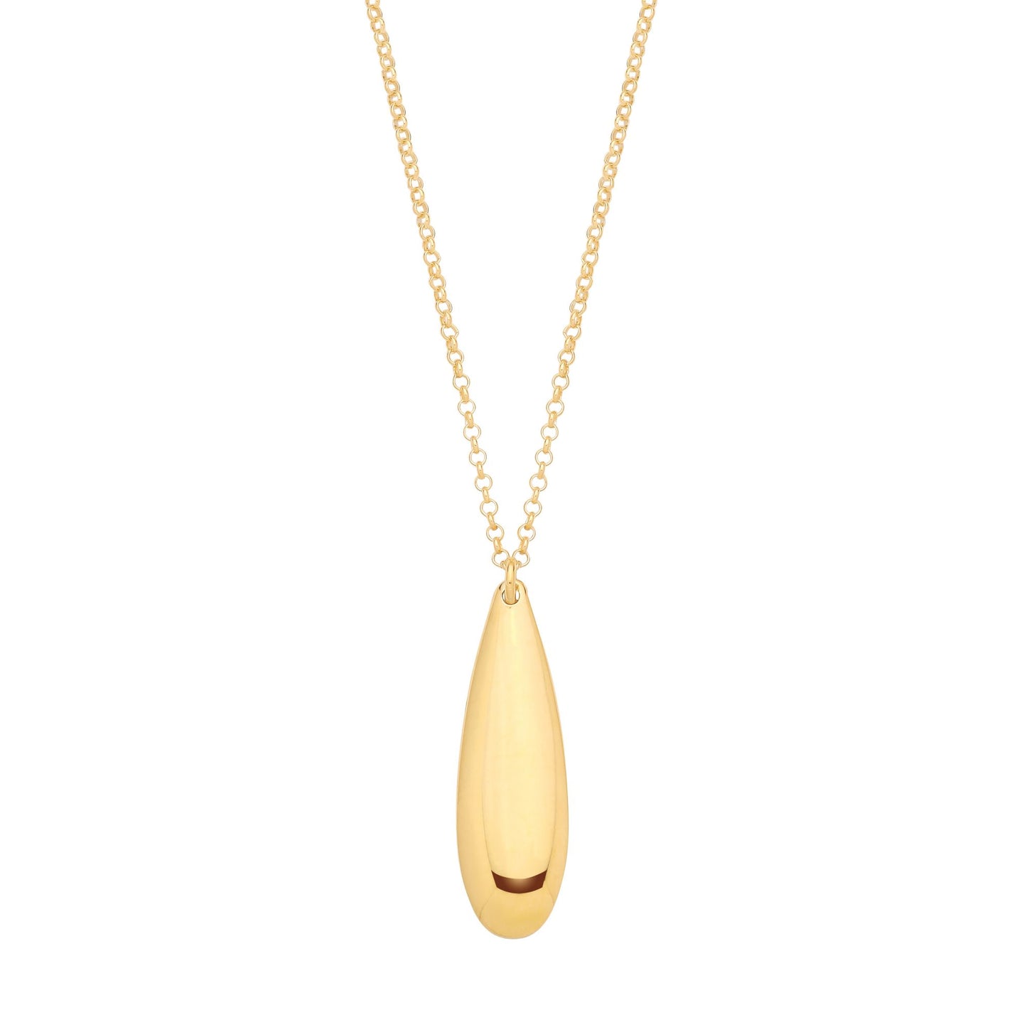 Gold Plated Sterling Silver Puffed Pear Drop Pendant Necklace - 18 - GVK522