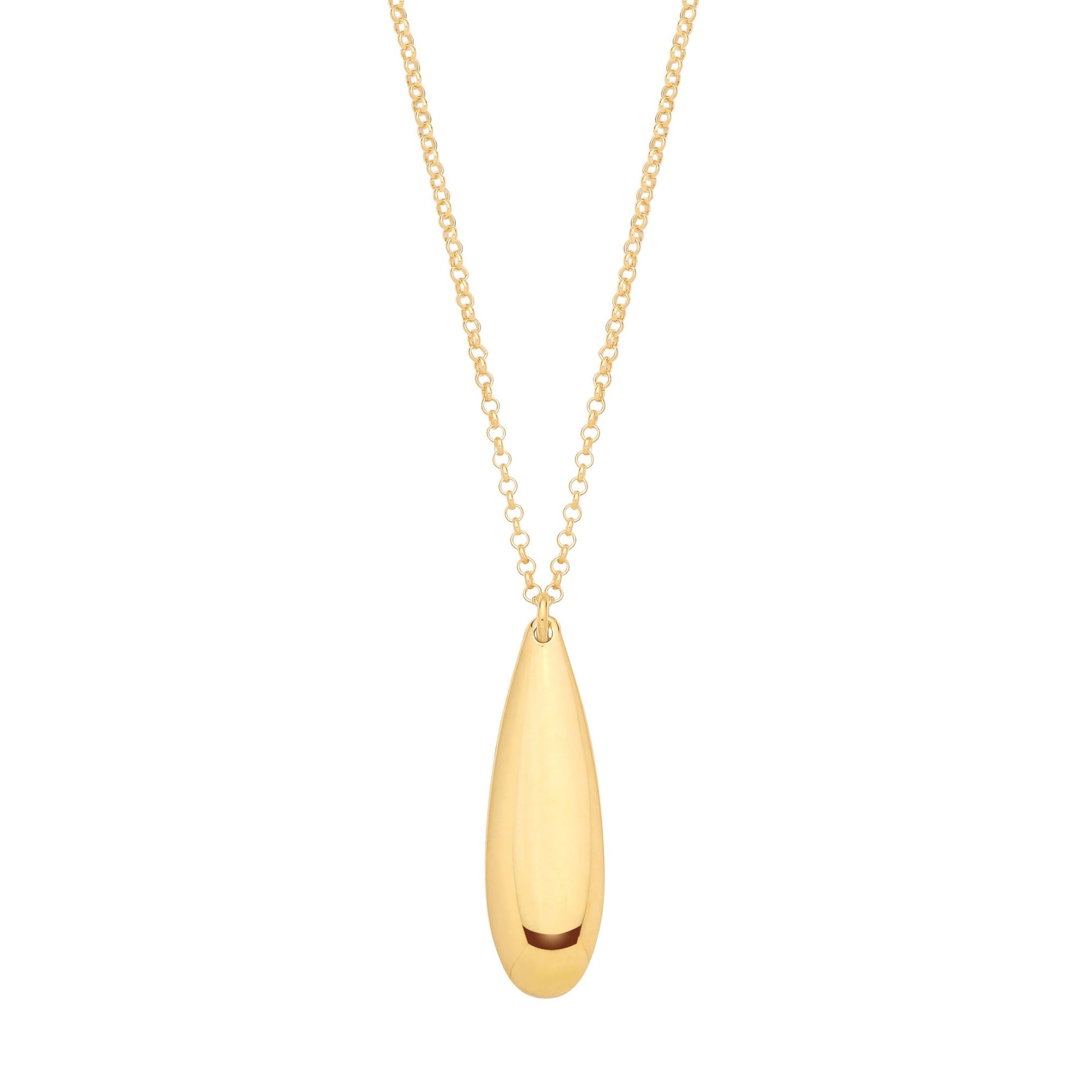 Gold Plated Sterling Silver Puffed Pear Drop Pendant Necklace - 18 - GVK522