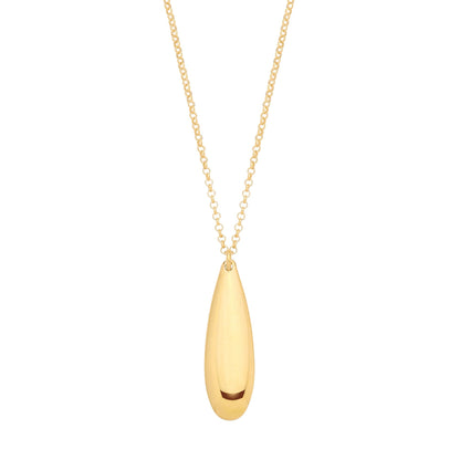 Gold Plated Silver Puffed Pear Drop Pendant Necklace - 18 - GVK522