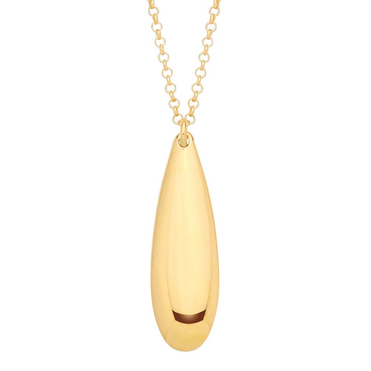 Gold Plated Silver Puffed Pear Drop Pendant Necklace - 18 - GVK522