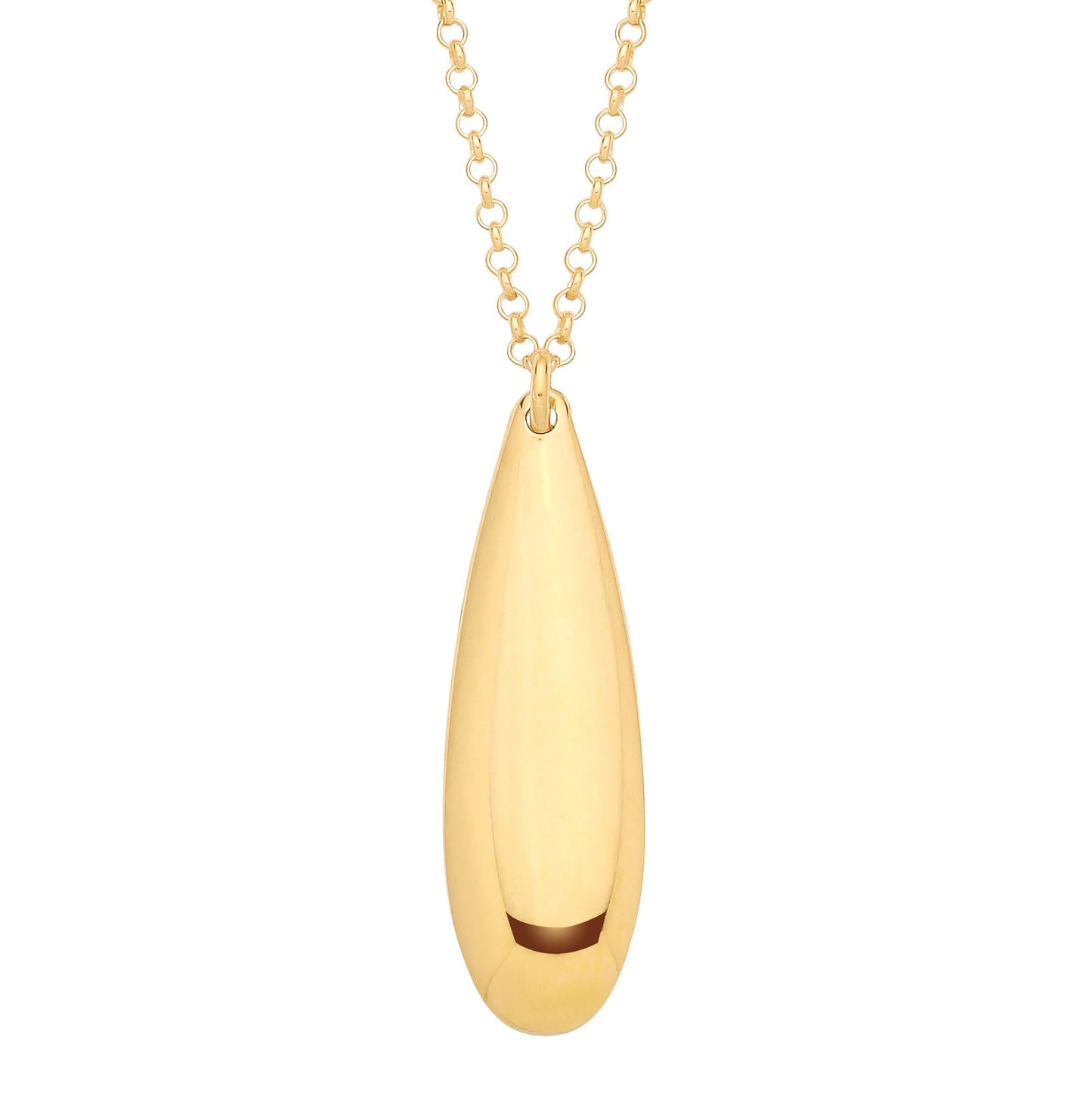 Gold Plated Sterling Silver Puffed Pear Drop Pendant Necklace - 18 - GVK522