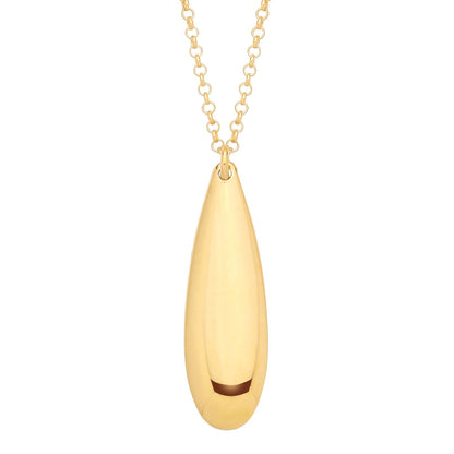Gold Plated Sterling Silver Puffed Pear Drop Pendant Necklace - 18 - GVK522