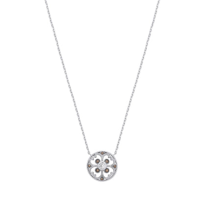 Sterling Silver CZ Filigree Floral Pendant Necklace - GVK526
