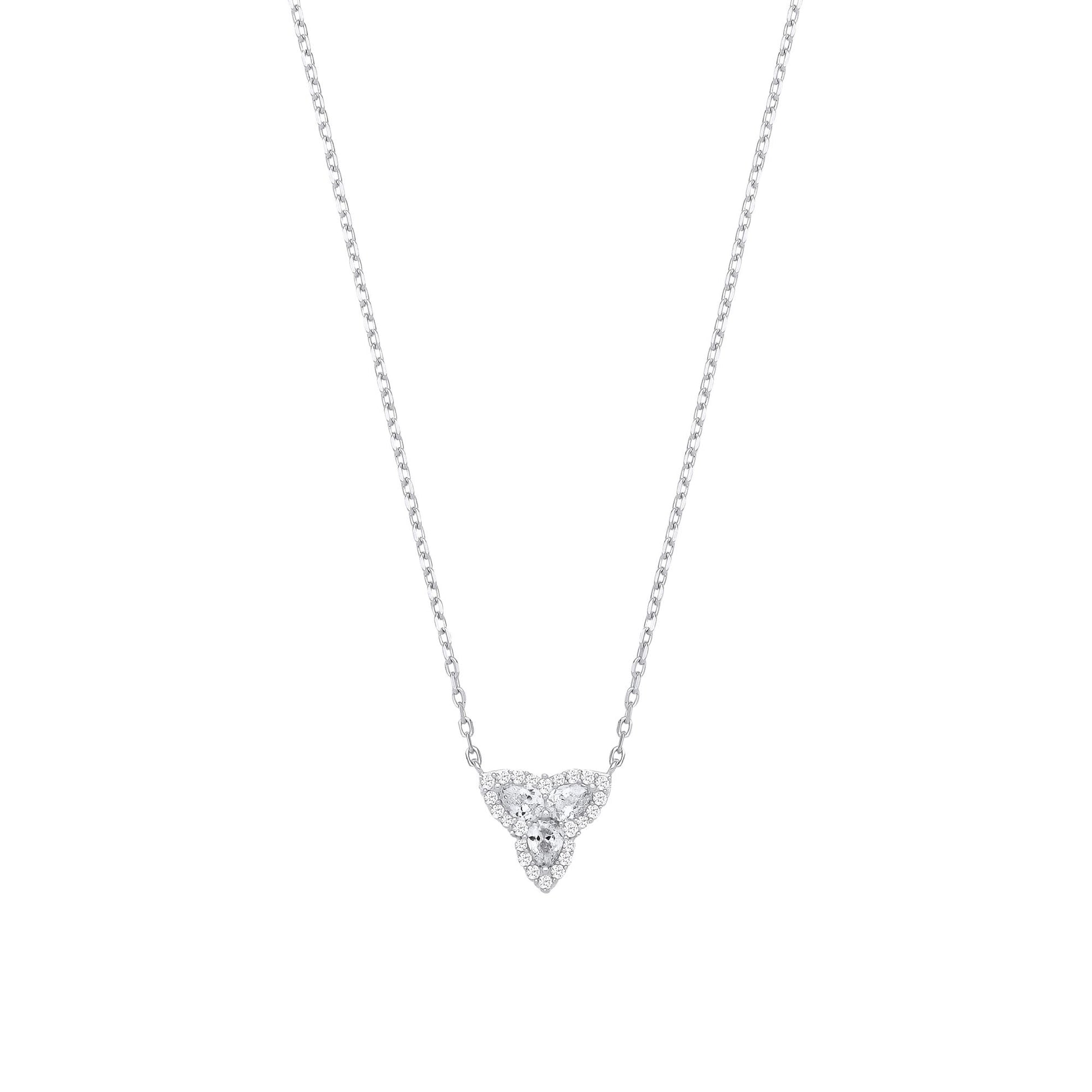 Sterling Silver CZ Triple Heart Pendant Necklace - GVK537