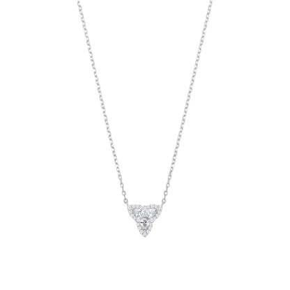 Silver  Pear CZ Celtic Trinity Knot Cluster Lavalier Necklace - GVK537