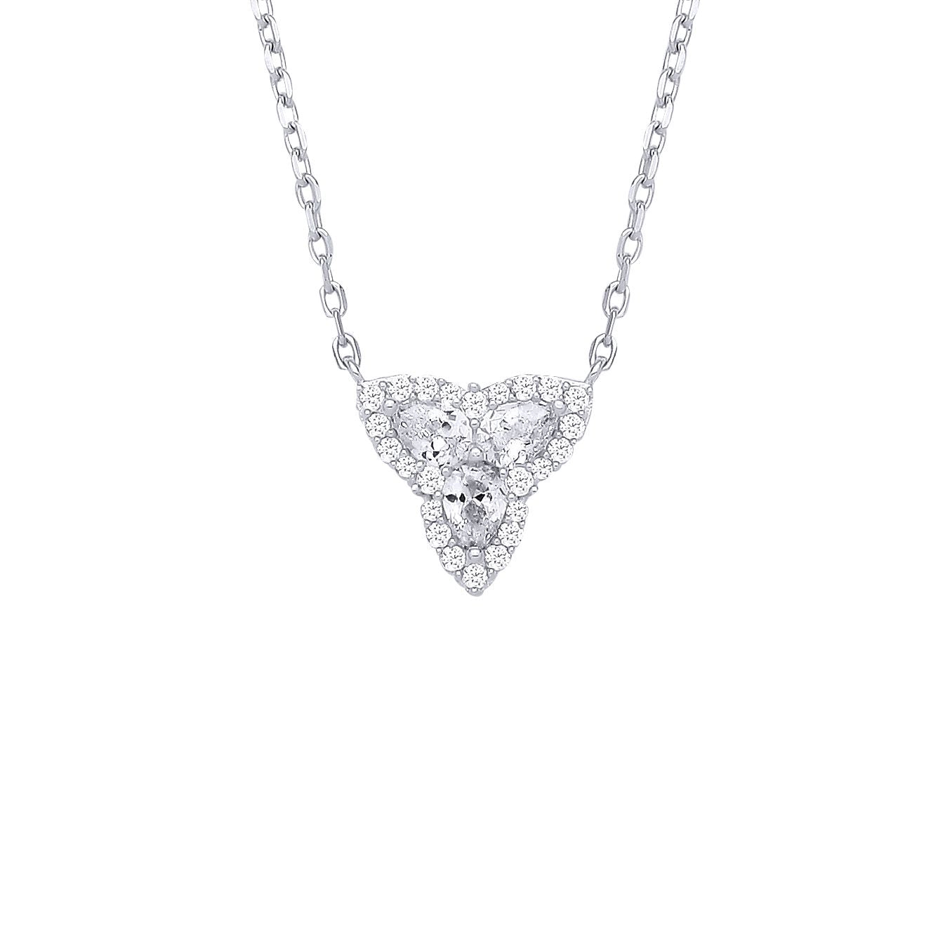 Sterling Silver CZ Triple Heart Pendant Necklace - GVK537