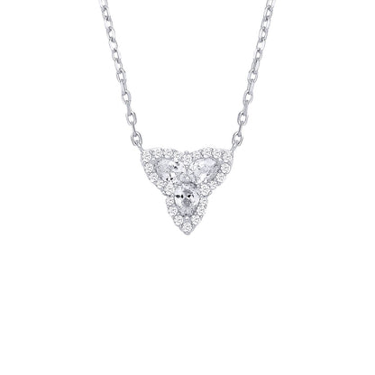 Sterling Silver CZ Triple Heart Pendant Necklace - GVK537