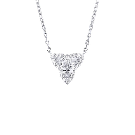 Sterling Silver CZ Triple Heart Pendant Necklace - GVK537