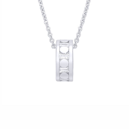 Sterling Silver  CZ Baguette Loop Pendant Necklace - GVK538