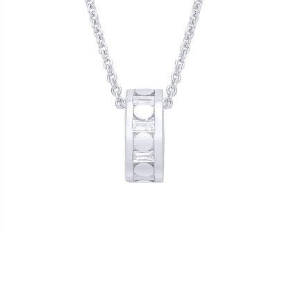 Silver  Baguette CZ Circular Cutouts Film Reel Eternity Necklace - GVK538