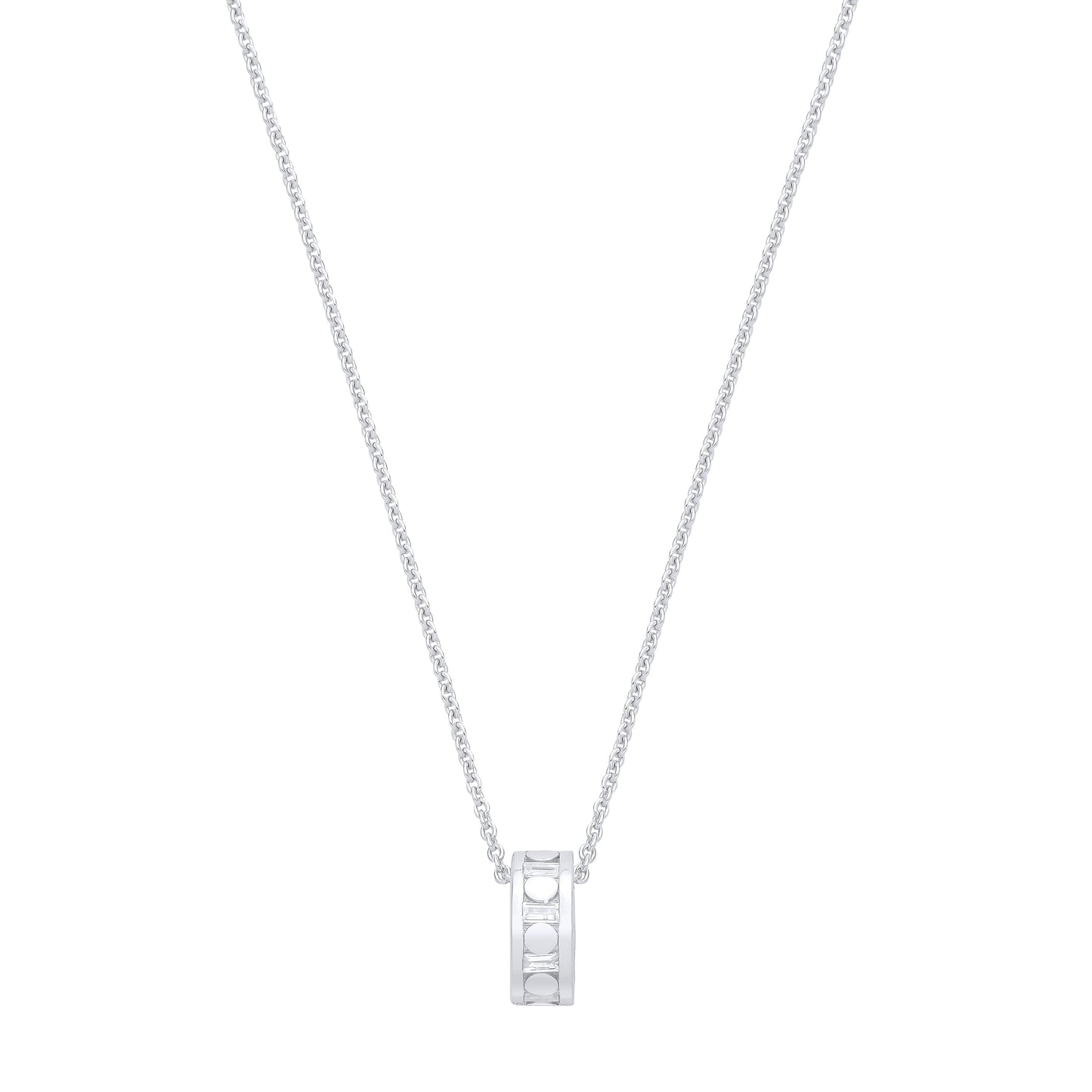 Sterling Silver  CZ Baguette Loop Pendant Necklace - GVK538
