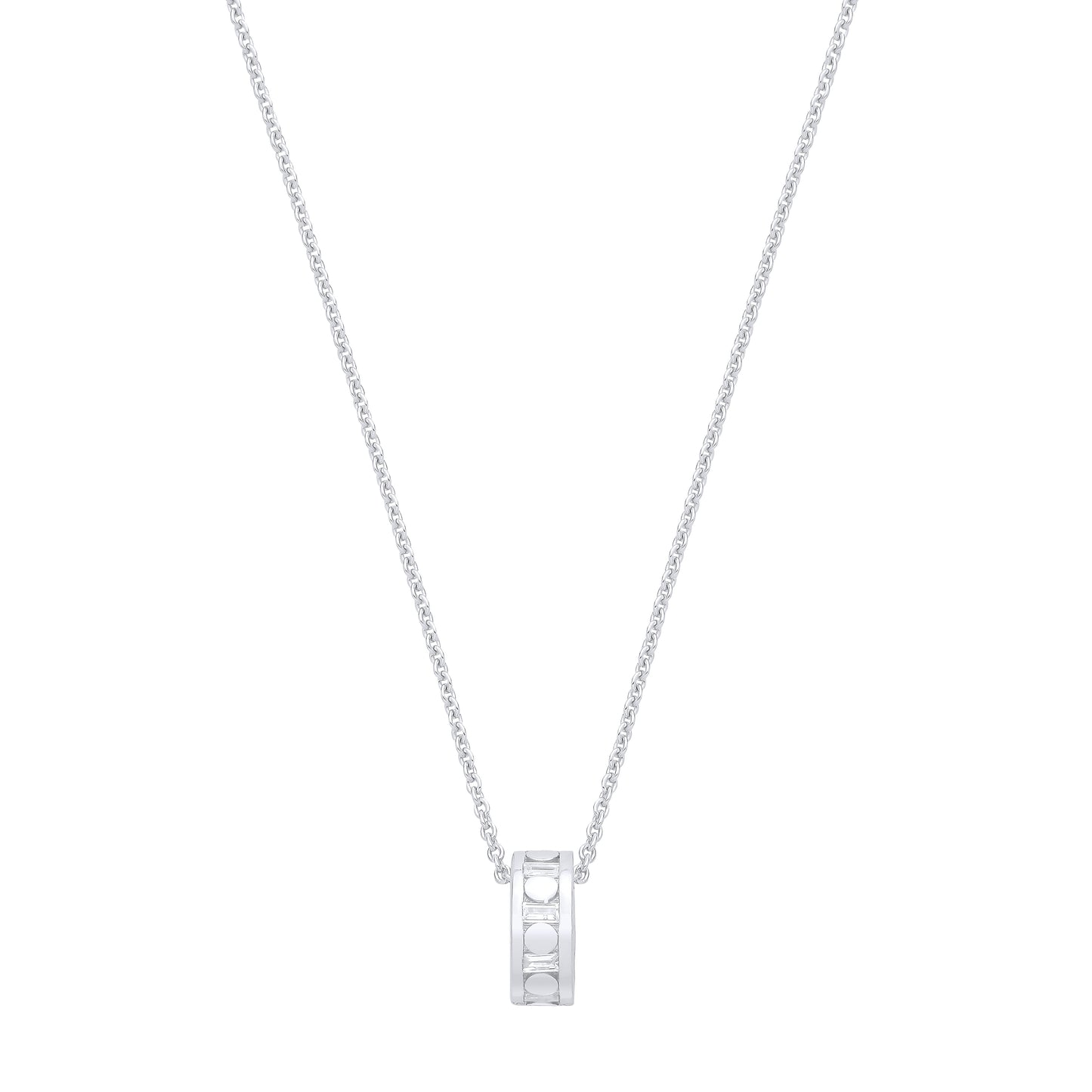 Silver  Baguette CZ Circular Cutouts Film Reel Eternity Necklace - GVK538