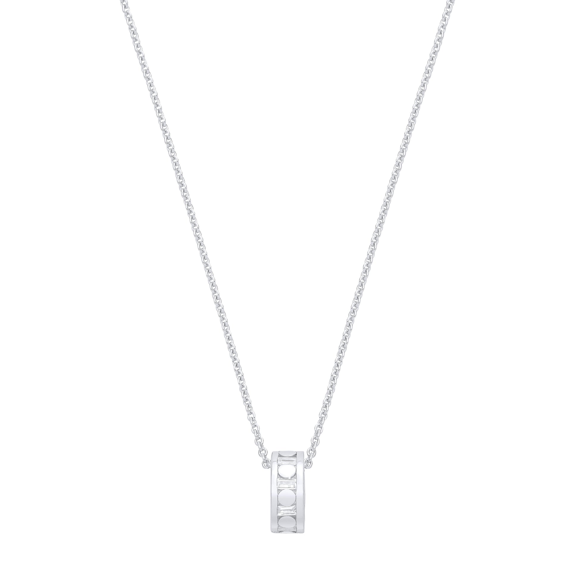 Silver  Baguette CZ Circular Cutouts Film Reel Eternity Necklace - GVK538