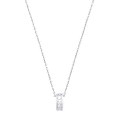 Silver  Baguette CZ Circular Cutouts Film Reel Eternity Necklace - GVK538