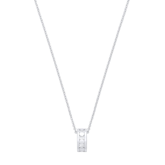 Sterling Silver  CZ Baguette Loop Pendant Necklace - GVK538