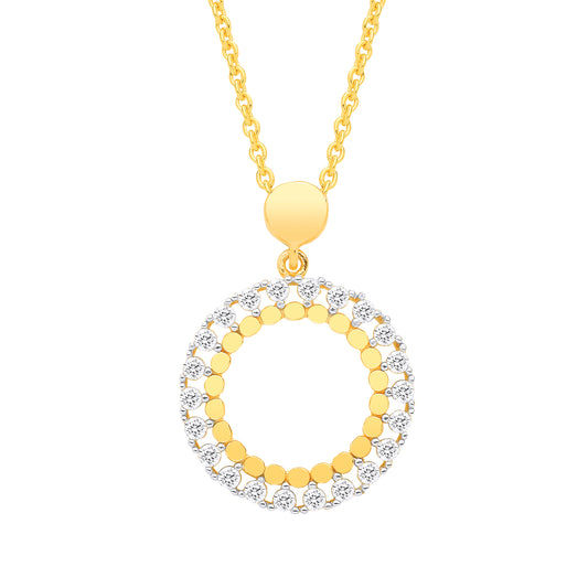 Gold-plated Sterling Silver  CZ Circle Pendant Necklace - GVK539