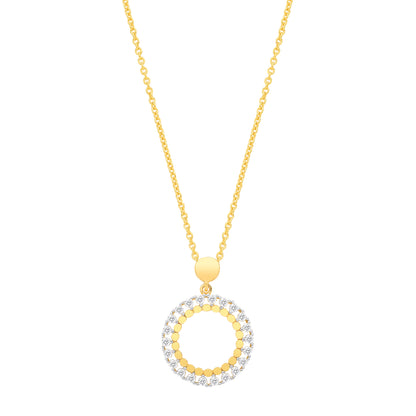 Gold-plated Sterling Silver  CZ Circle Pendant Necklace - GVK539