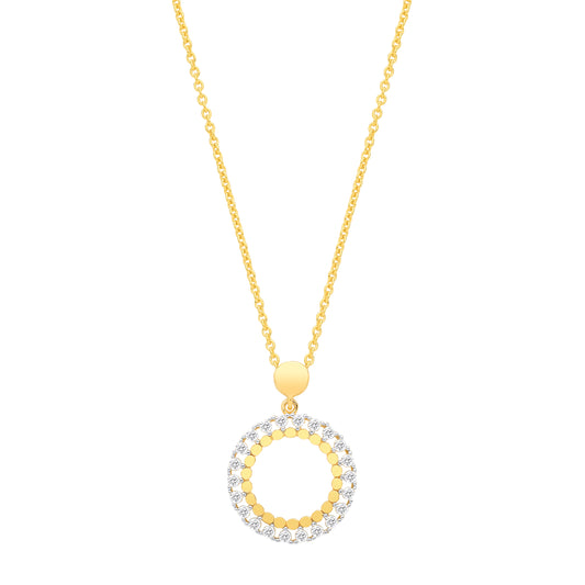 Gold-plated Sterling Silver  CZ Circle Pendant Necklace - GVK539