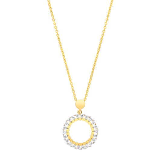Gold-plated Sterling Silver  CZ Circle Pendant Necklace - GVK539