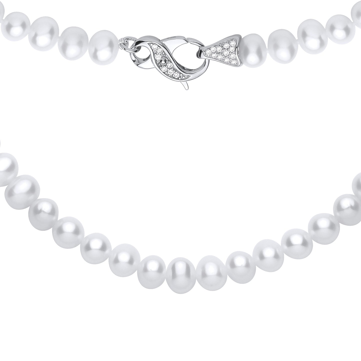 Silver  Pebble Pearl CZ Irregular Pebble Beads Infinity Necklace - GVK551