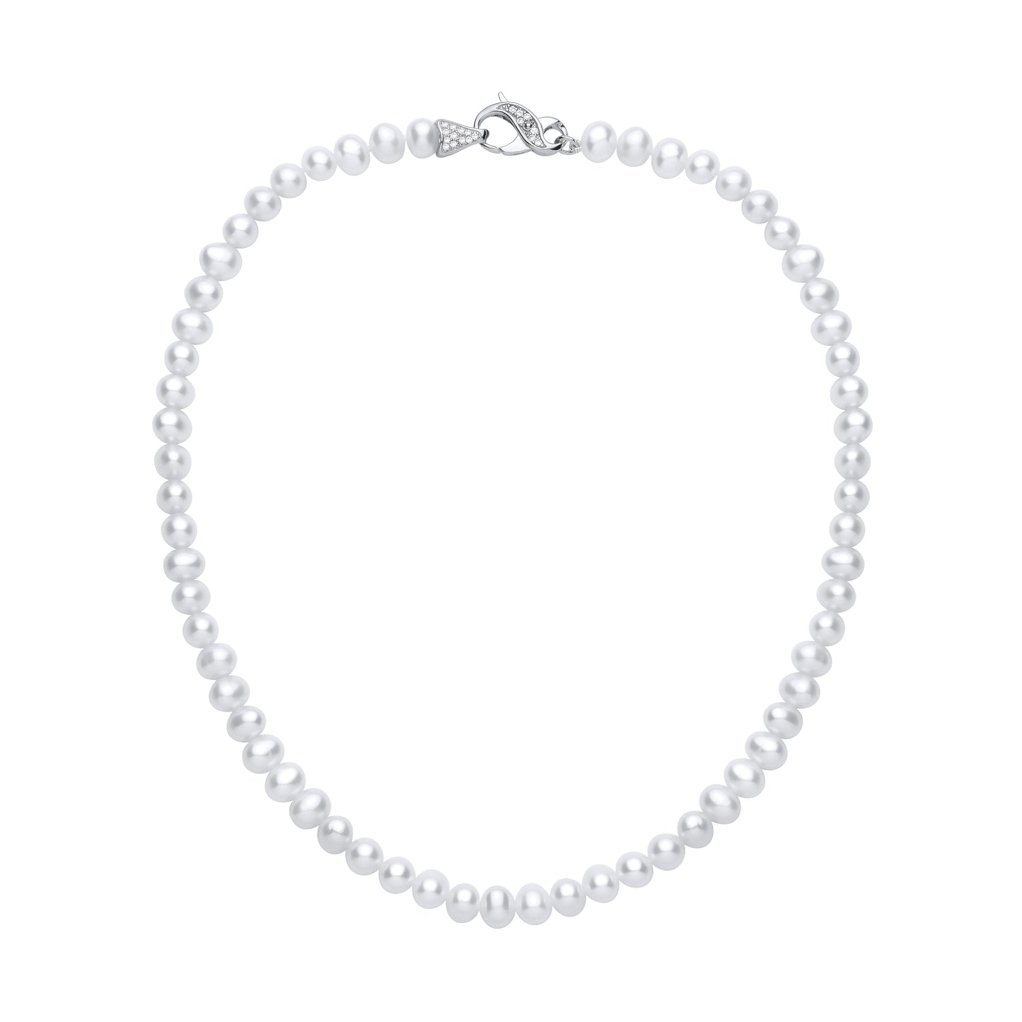 Silver  Pebble Pearl CZ Irregular Pebble Beads Infinity Necklace - GVK551