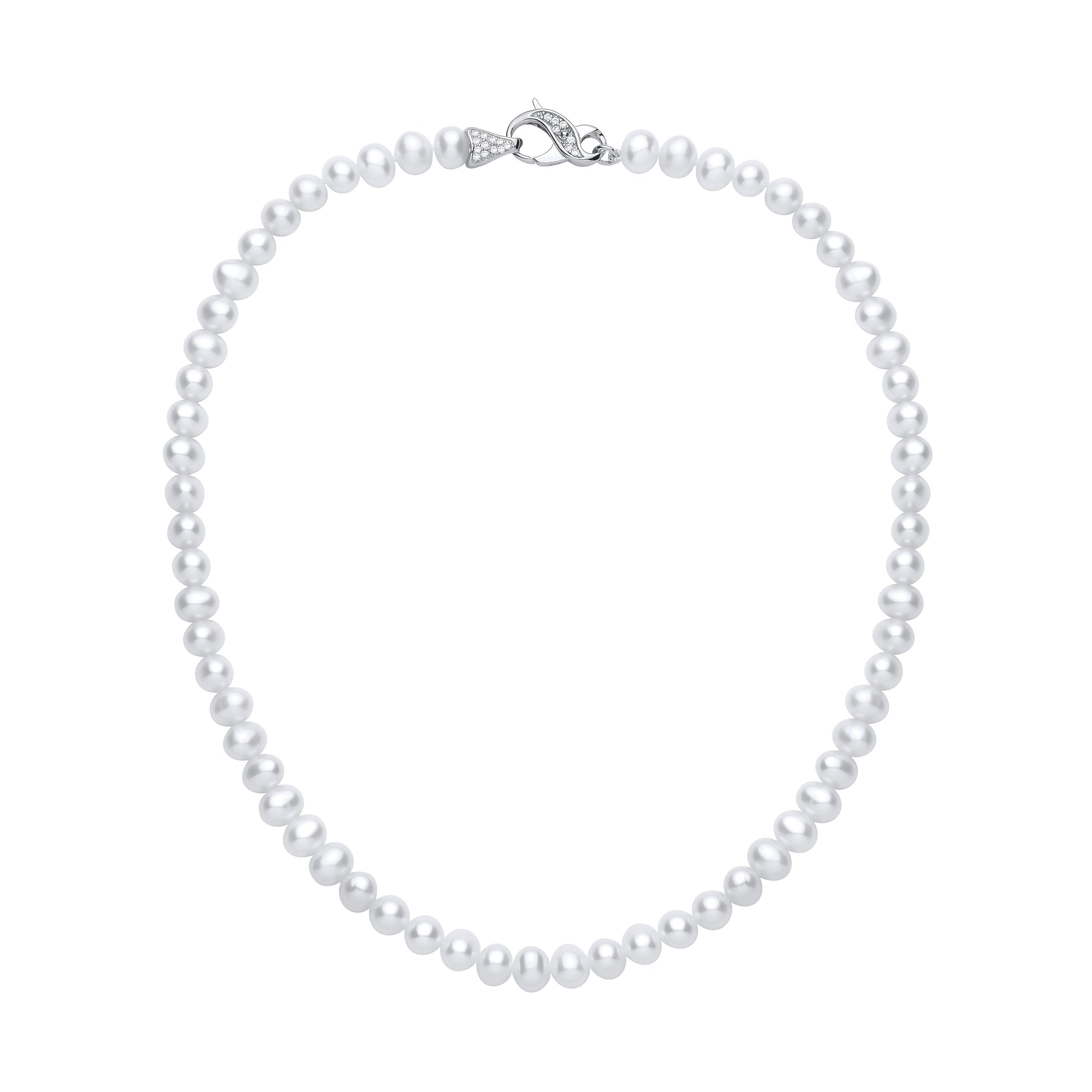 Silver  Pebble Pearl CZ Irregular Pebble Beads Infinity Necklace - GVK551