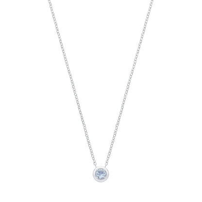 Silver  Blue CZ Icy Arctic Beaded Halo Lavalier Necklace - GVK555