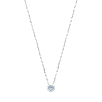 Silver  Blue Spinel CZ Round Pendant Necklace - GVK555