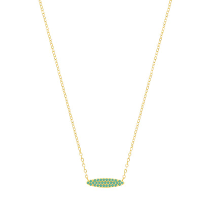 18K Gold Plated Emerald CZ Oval Shaped Pendant Necklace - GVK561