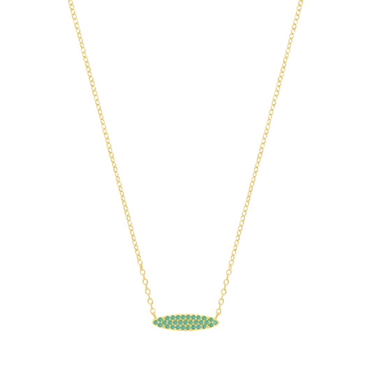 18K Gold Plated Emerald CZ Oval Shaped Pendant Necklace - GVK561