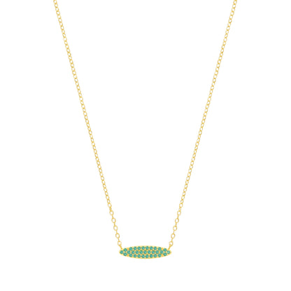 18K Gold Plated Emerald CZ Oval Shaped Pendant Necklace - GVK561