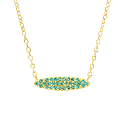 18K Gold Plated Emerald CZ Oval Shaped Pendant Necklace - GVK561