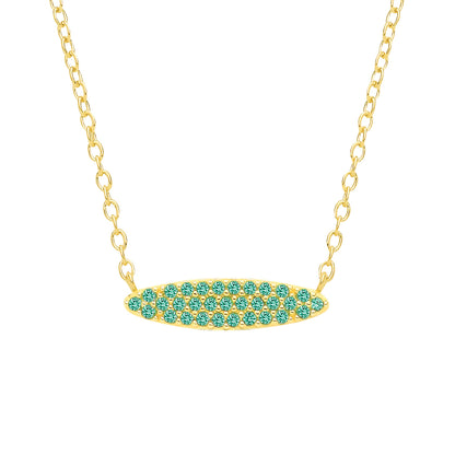 Gilded Silver  Green CZ Pave Peapod Surfboard Lavalier Necklace - GVK561