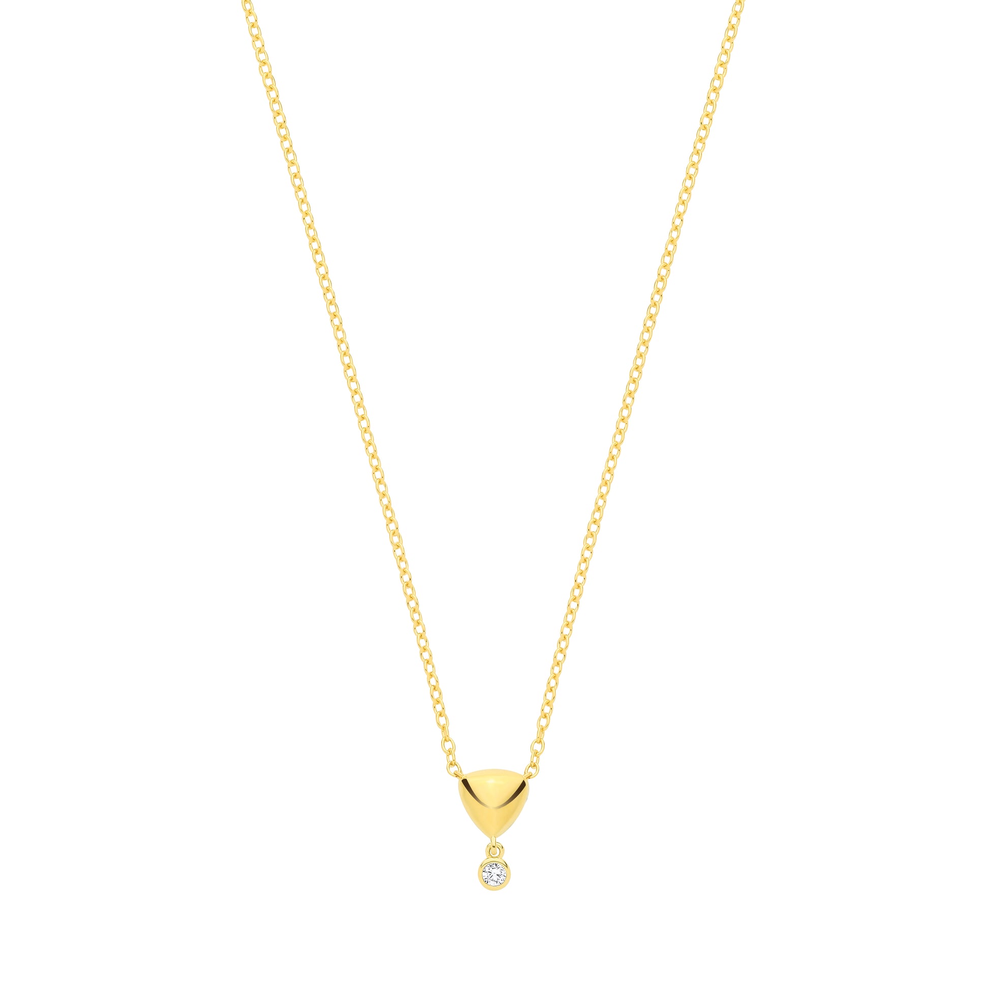 18K Gold Plated CZ & Puffed Heart Pendant Necklace - GVK562