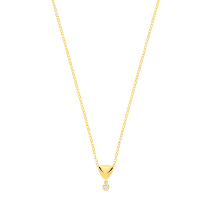 18K Gold Plated CZ & Puffed Heart Pendant Necklace - GVK562