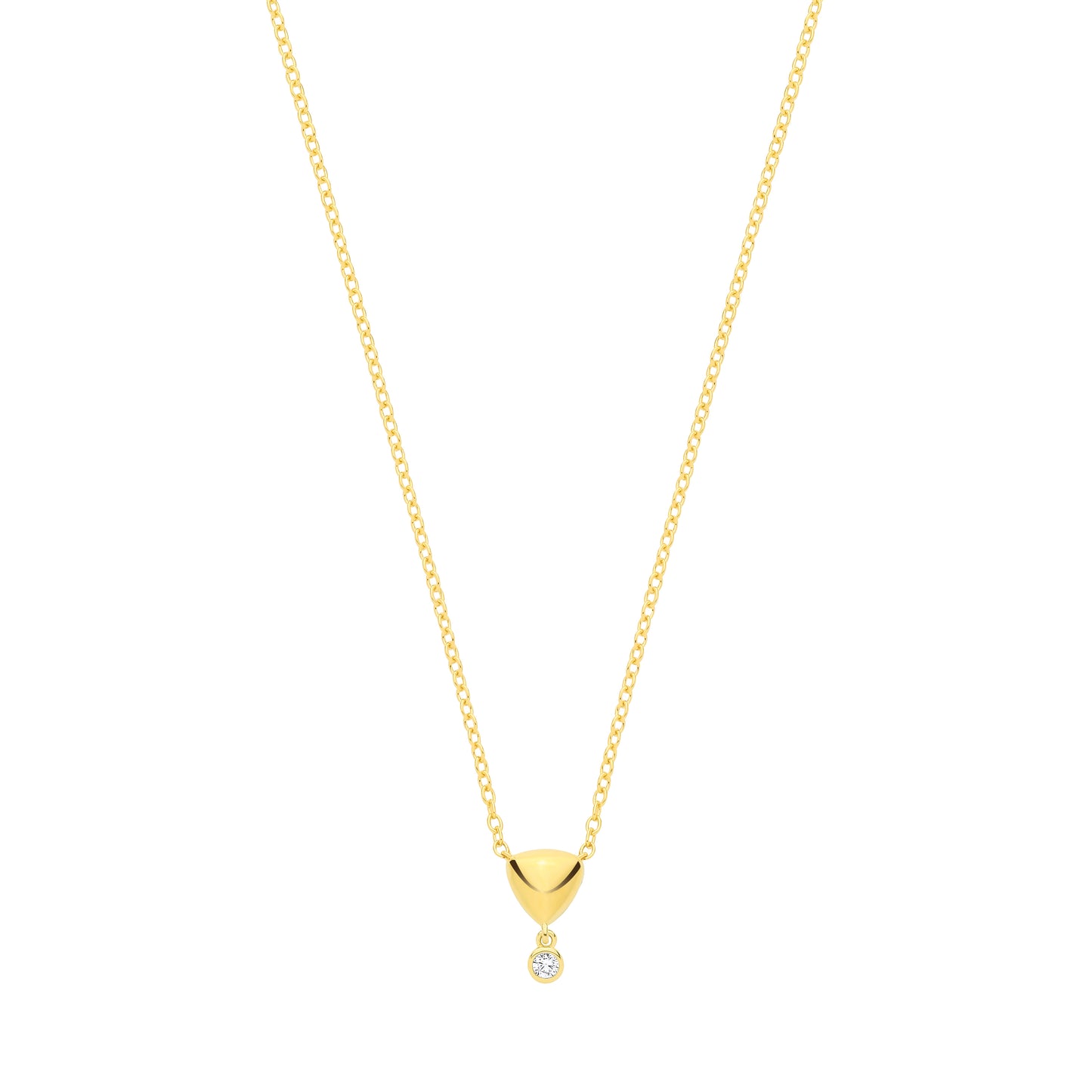 18K Gold Plated CZ & Puffed Heart Pendant Necklace - GVK562