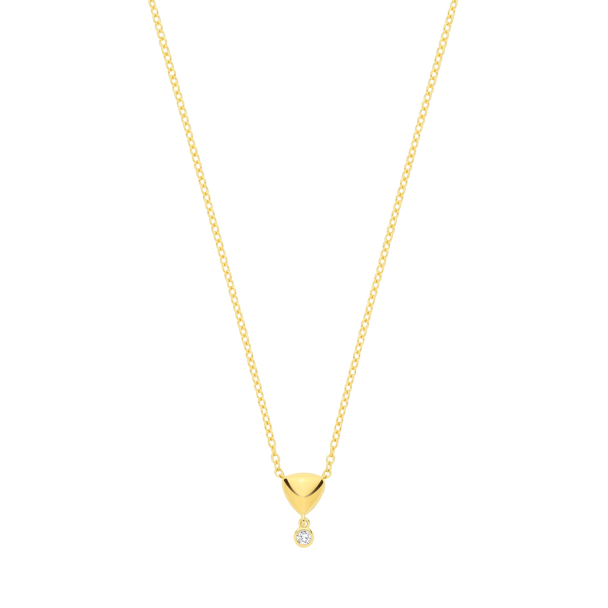 18K Gold Plated CZ & Puffed Heart Pendant Necklace - GVK562