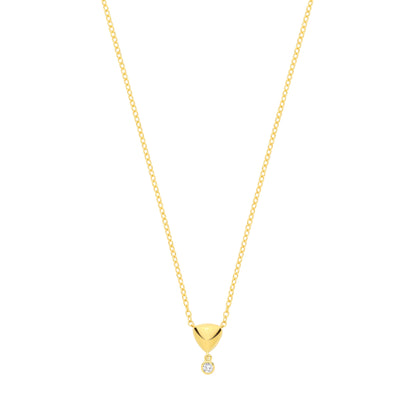 18K Gold Plated CZ & Puffed Heart Pendant Necklace - GVK562