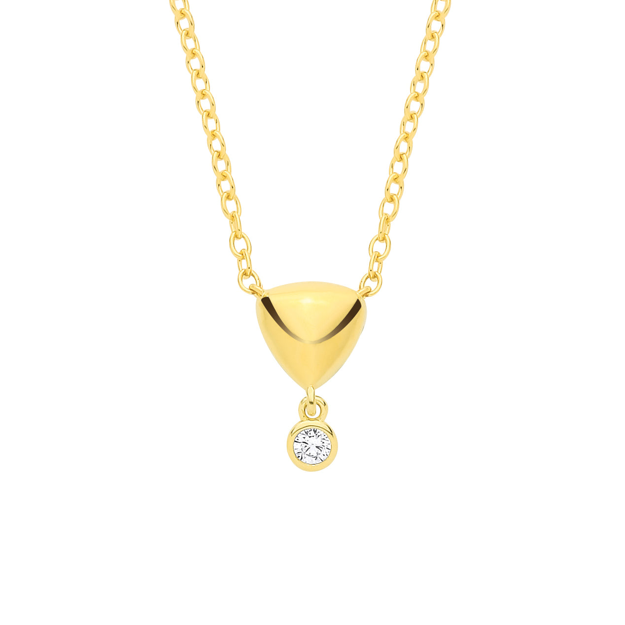 18K Gold Plated CZ & Puffed Heart Pendant Necklace - GVK562