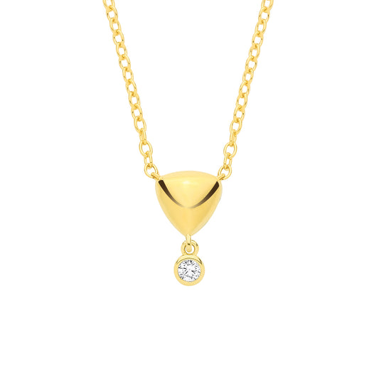 18K Gold Plated CZ & Puffed Heart Pendant Necklace - GVK562