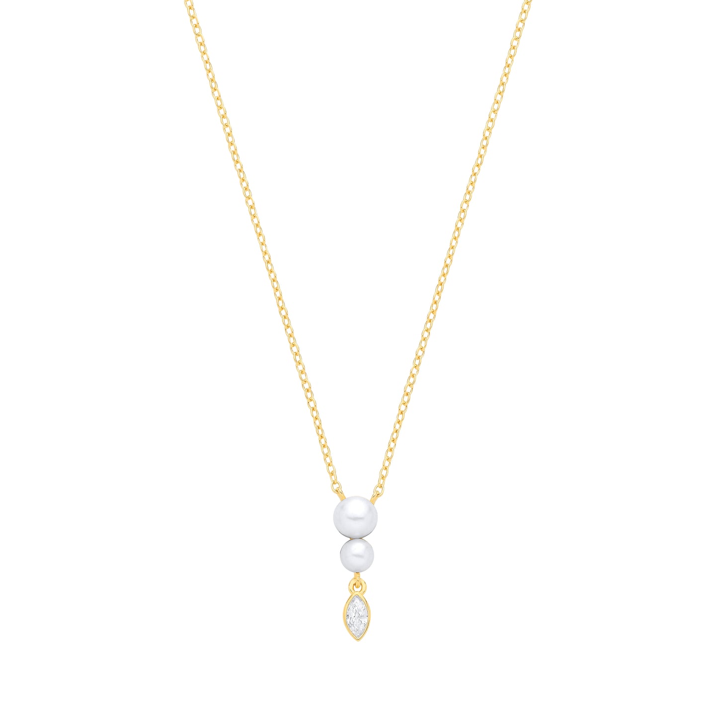Gold-plated Silver  Pearl CZ Upside Down Flaming Snowman Necklace - GVK565