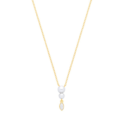 Gold-plated Silver  Pearl CZ Upside Down Flaming Snowman Necklace - GVK565