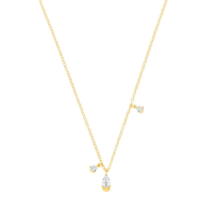 18K Gold Plated CZ Fancy Necklace - 16" - GVK566