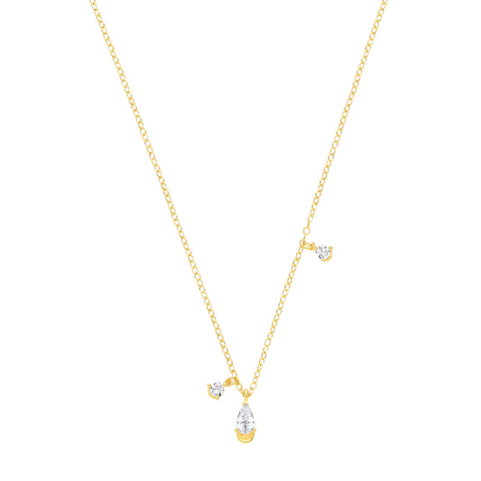 18K Gold Plated CZ Fancy Necklace - 16" - GVK566