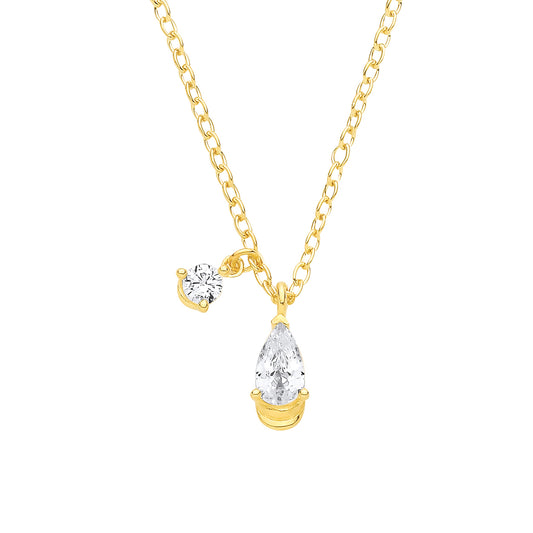 18K Gold Plated CZ Fancy Necklace - 16" - GVK566