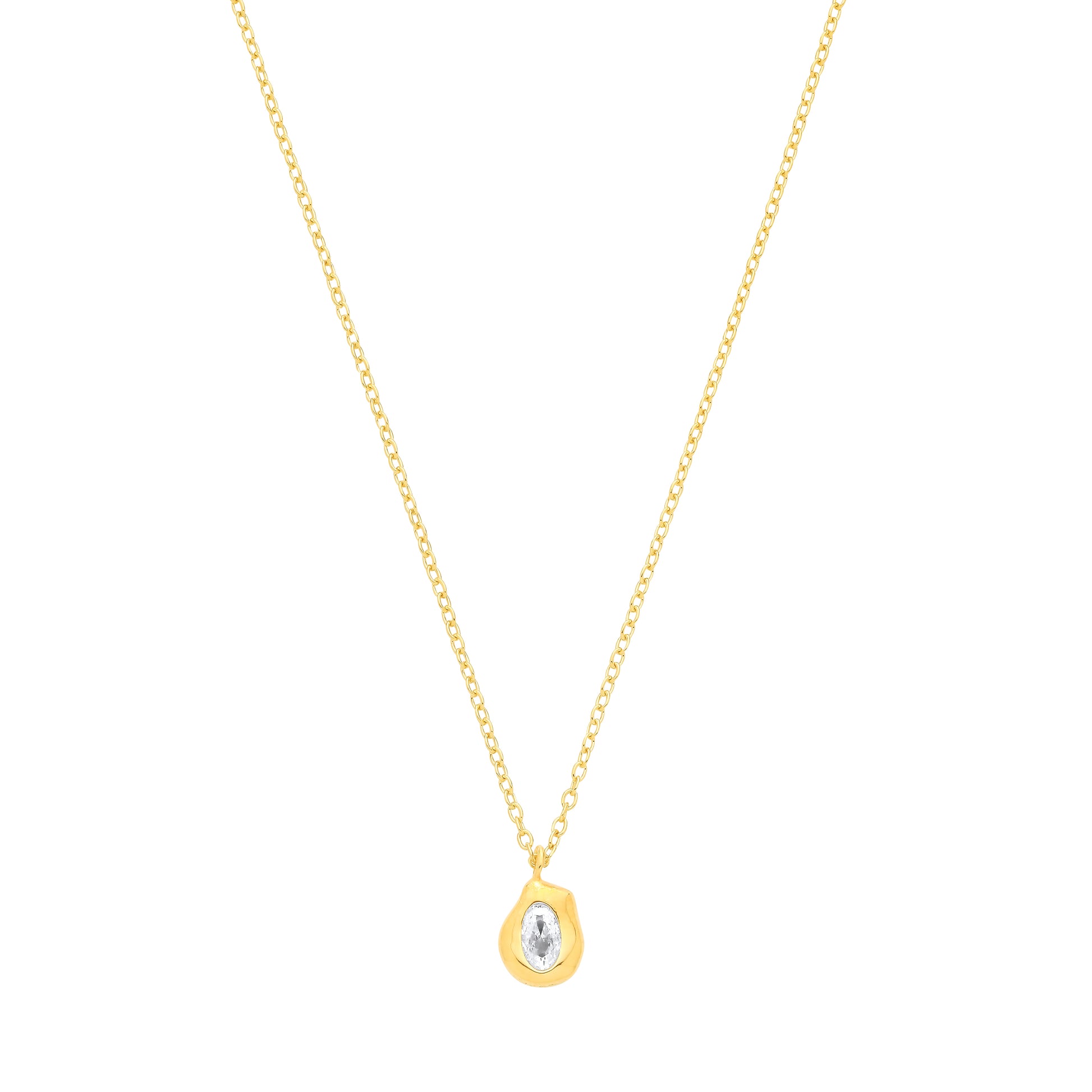 18K Gold Plated CZ Pendant Necklace - 16" - GVK567