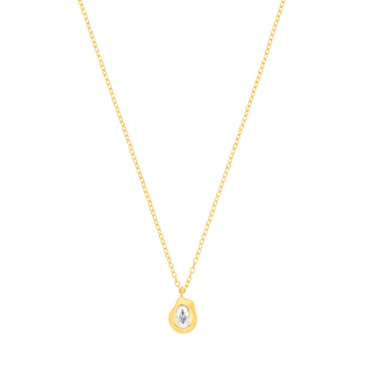 18K Gold Plated CZ Pendant Necklace - 16" - GVK567