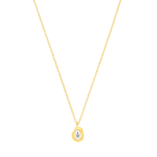 18K Gold Plated CZ Pendant Necklace - 16" - GVK567